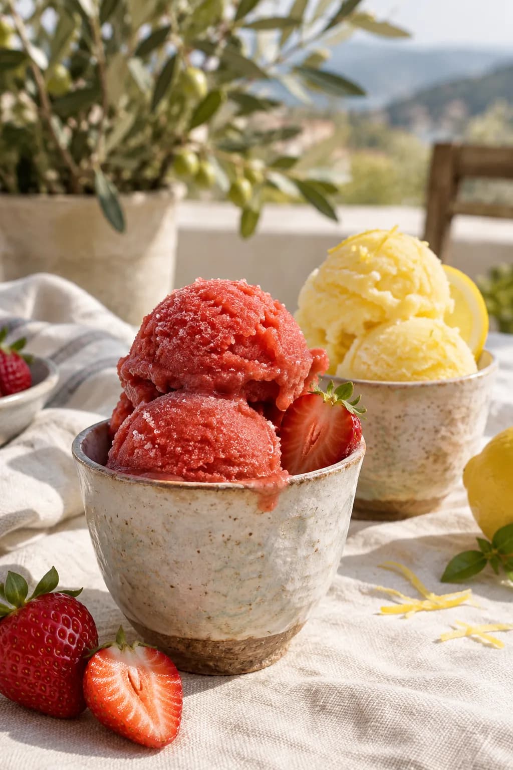 Sorbete de fresa y limón